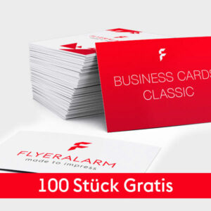 100 Stück Visitenkarten / 8,5 x 5,5 cm Gratis