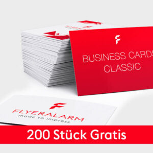 200 Stück Visitenkarten / 8,5 x 5,5 cm Gratis